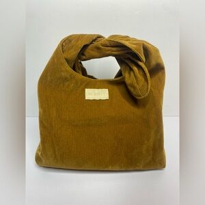 Merit Beauty Brown Corduroy Make Up Bag Tie Top Pouch